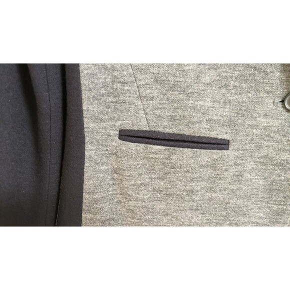 Wmn's J.CREW Contrasting Knit Wool/Cotton Blend Single Button Blazer Gray/Navy 6 - Picture 6 of 11